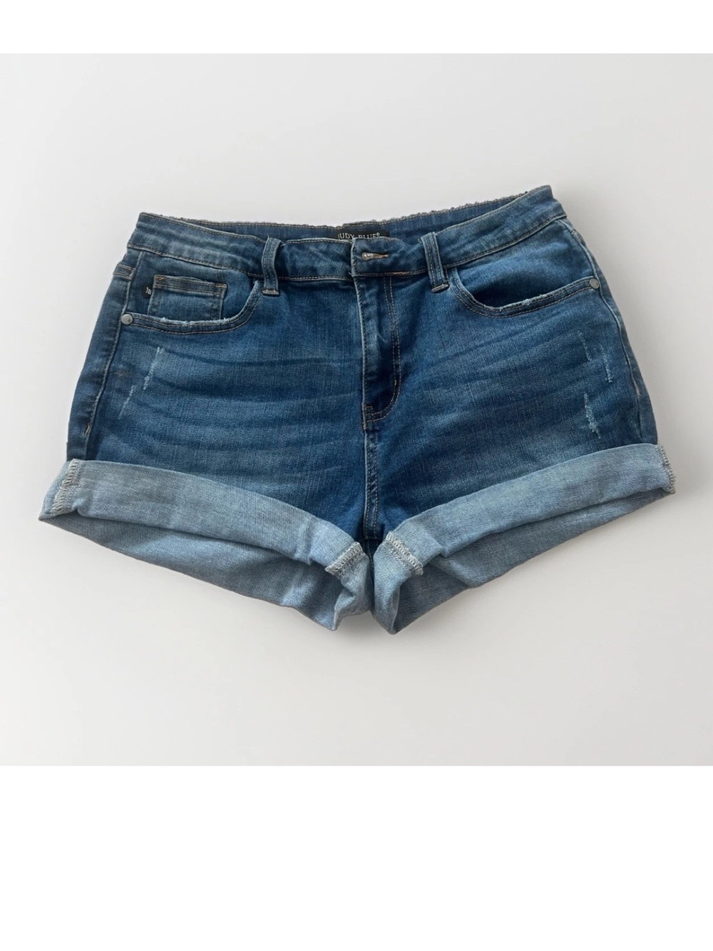 Judy Blue Dark Blue Rolled-Hem Denim Shorts Size 31
